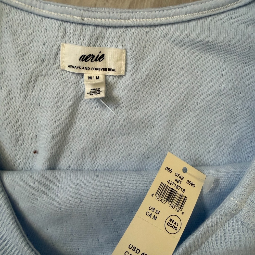 aerie Light Blue Off-Shoulder Cropped Sweatshirt - Picture 5 of 8